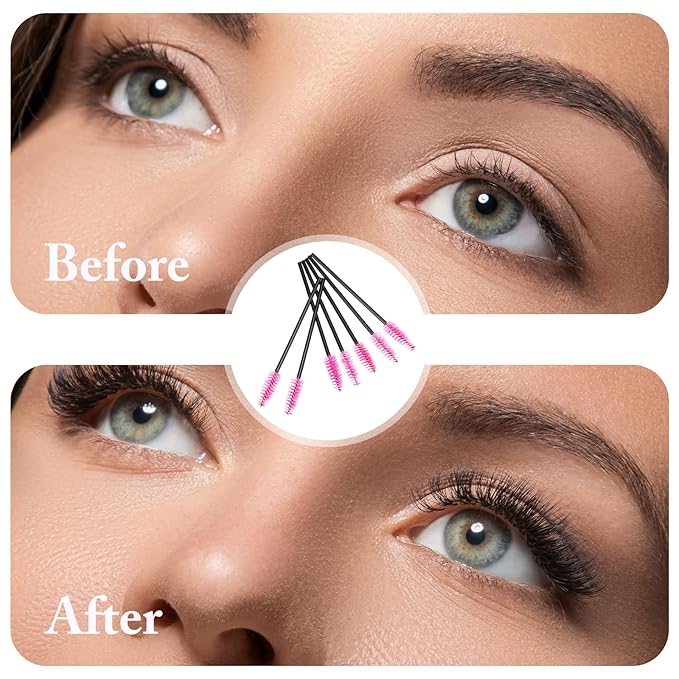 Skylety 1000 Pcs Disposable Mascara Wands Bulk Mascara Eyelash Brush Spoolies Makeup Applicator Eyelash Wands for Eye Lash Extension, Eyebrow Comb, 3.9 x 0.2 x 0.3 Inch (Rose Red,Classic)