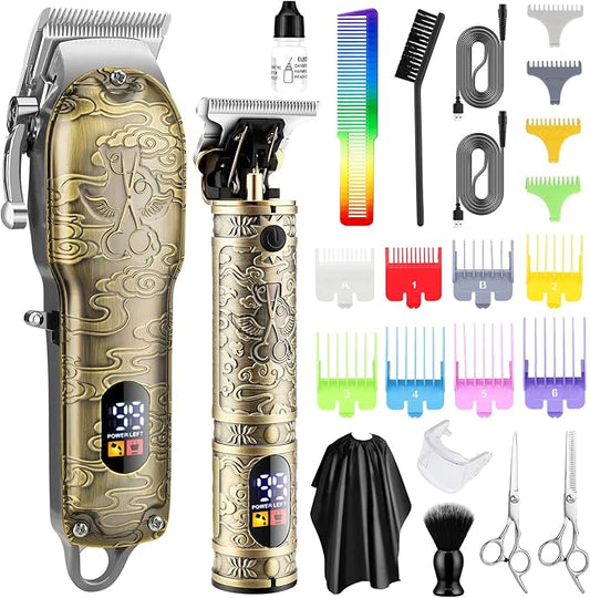 Hair Clippers Set for Men with Beard Trimmer,Professional Cordless Hair Trimmer for Men,Barber Kit Professional for Man Haircutting Machine with LED Display,Father's Day Gifts
