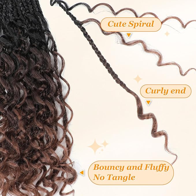 9 Packs Goddess Box Braids Crochet Hair Boho Crochet Box Braids With Curly Ends Crochet Hair For Black Women, 12 Inch Pre Looped Bohemian Crochet Box Braids Hair (12Inch 9 Packs,1B/4/30)