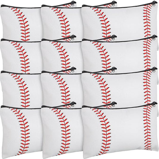 Eccliy 20 Pcs Baseball Makeup Bags Bulk Sport Team Gifts Baseball Cosmetic Bag Accessories for Women Toiletry Zipper Pouch Travel Canvas Gifts Stuff for Party Team Players Lover