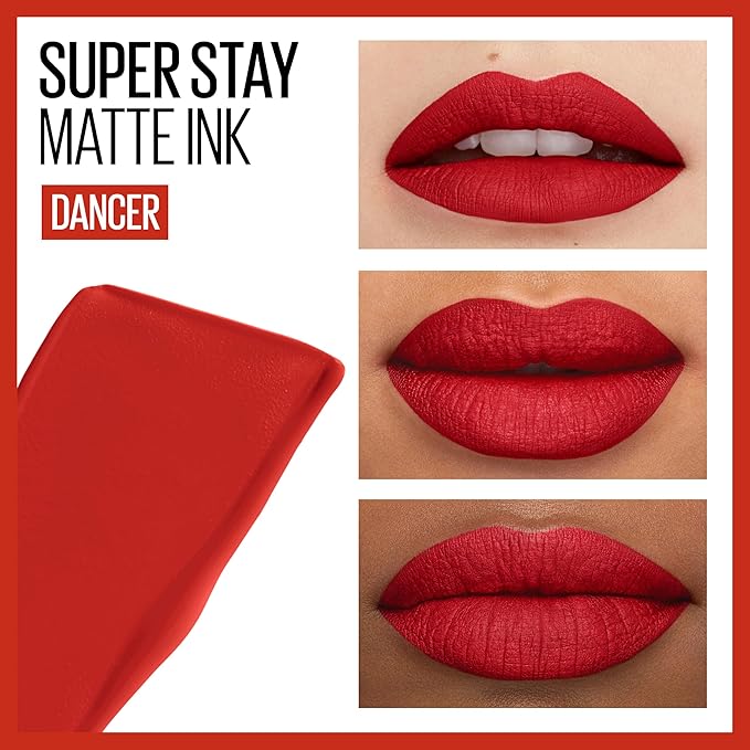 Maybelline Super Stay Matte Ink Liquid Lipstick Makeup, Long Lasting High Impact Color, Up to 16H Wear, Dancer, Brick Red, 1 Count, Packaging May Vary