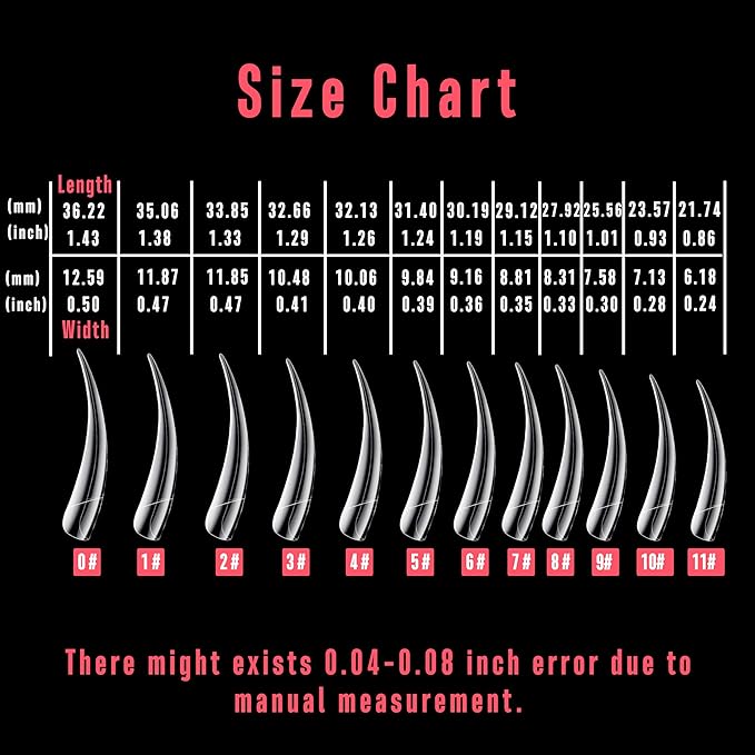 504 pcs Half Cover Curved Stiletto Long Eagle Claw Nail Tips, Clear Extra Super Deep Hawk Curve False Nail Extension for Acrylic, Raptor Sharp Fake Nails Cosplay Claws 12 Sizes in Bag