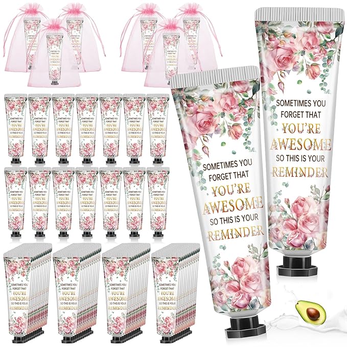 48 Sets Baby Shower Hand Cream Bulk Inspirational Gifts Baby Shower Favors Bridal Thank You Hand Cream for Guests Travel Size Lotion with Organza Bags