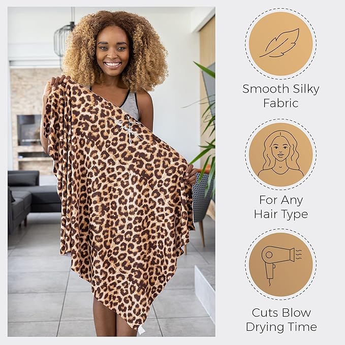 Microfiber Hair Towel Wrap for Women - Gift and Travel - Smooth like Silk - Curly, Wavy, Straight Hair Girls - Plopping Essential - Anti-Frizz, Fast Drying, Works Better than a Cotton T-Shirt