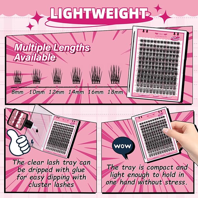 Lash Clusters 144 Pcs Individual Lashes Zero Touch Cluster Lashes DIY Lash Extension Eyelash Clusters Ultra Soft Wispy Lashes Super Thin Band Soft & Comfortable(Flutter-D-10-18 mix)