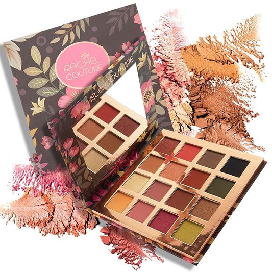 Rachel Couture Eyeshadow Palette with Natural Ingredients & Pure Pigments | Vegan & Cruelty-Free | Infused with Natural Botanical Extracts – 16 Colors - Golden Clove