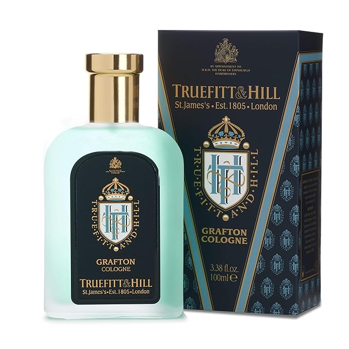 Truefitt & Hill Luxury Cologne - Grafton - Premium Long-Lasting Amber and Leather Men's Fragrance Presented in a Beautifully Etched Traditional Atomizer Bottle - 3.38 oz.
