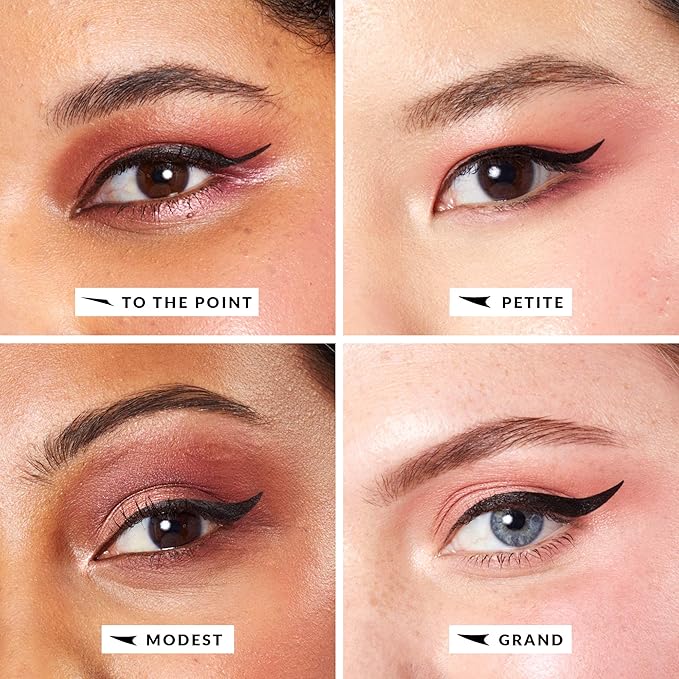 The Quick Flick Winged Eyeliner Stamp - Waterproof & Smudge Proof Vegan Cat Eye - 4mm Thick Wing & 10mm To the Point Felt-Tip Hypoallergenic Pen (Intense Black-2 Pen)