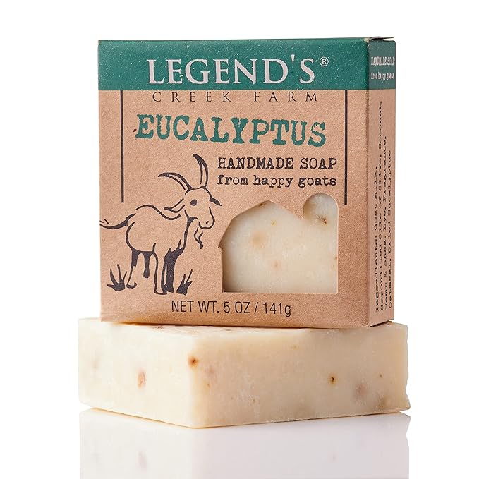 Legend's Creek Farm Goat Milk Soap - Cleansing Moisturizing Soap Bar for Hands and Body - 5 Oz Creamy Lather, Nourishing, Gentle Natural Soap for Sensitive Skin (Eucalyptus, Pack of 2)