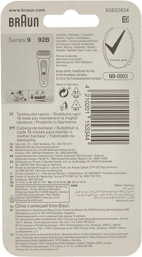 Braun 92B – Replacement and Replacement for Electric Shaver Compatible with Series 9 Shaving Machines, Black