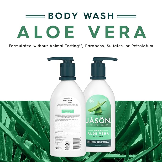 JASON Aloe Vera Shower Gel Body Wash - Soothing, Gentle Clean Feeling, 30 Fluid Ounces