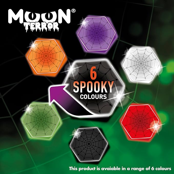 Halloween Glitter Shakers by Moon Terror - Set of 6 - SFX Make up, Festival Glitter for Face Body Hair, Special Effects Make up - 0.17g