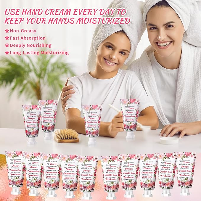 50 Pcs Thank You Hand Cream Bulk Appreciation Gifts for Woman Inspirational Travel Hand Cream Gift Set Always Remember You Are Braver Than You Believe Hand Lotions for Women Coworker Teacher