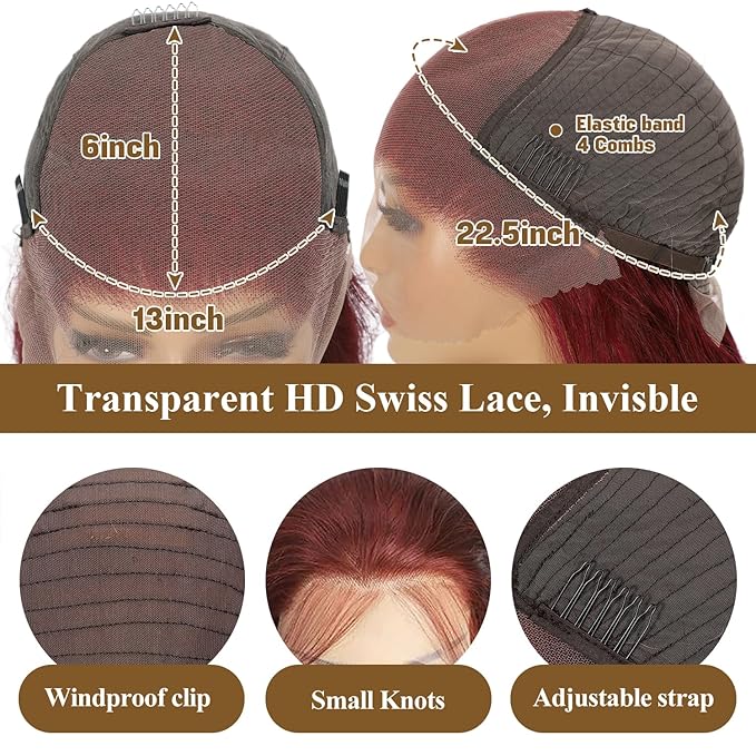 13x6 Reddish Brown HD Lace Front Wigs Human Hair 180 Density Body Wave 13X6 Lace Front Wigs Human Hair with Baby Hair 350# Colored Glueless Wigs Human Hair Pre Plucked Pre Cut for Women 28 Inch