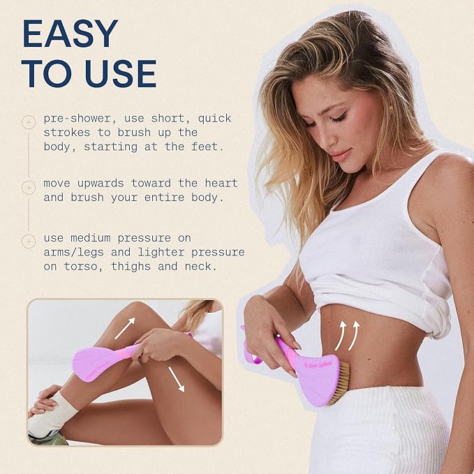 The Skinny Confidential Butter Brush - Exfoliating Back Scrubber for Shower Reduces Inflammation & Cellulite - Dry Brush Body Scrubber Increases Blood Circulation - Skin Scrubber & Exfoliator
