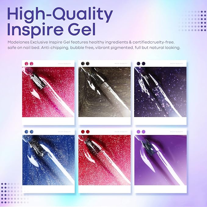 MODELONES Mood Gel Nail Polish Set Temperature Color Changing Gel Colors Collection Red Blue Glitter Gel Polish Soak Off 6 Colors Christmas Gifts New Year Holiday Salon DIY at Home