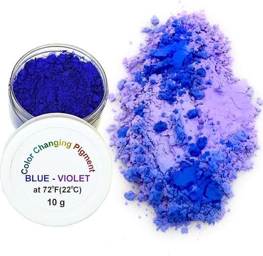 Temperature Activated Thermochromic Powder Pigment Blue Changing to Violet at 72F/22C Perfect for Color Changing T-Shirts Shoes Slime Arts Crafts Science Experiments Resin Jewelry Tumblers