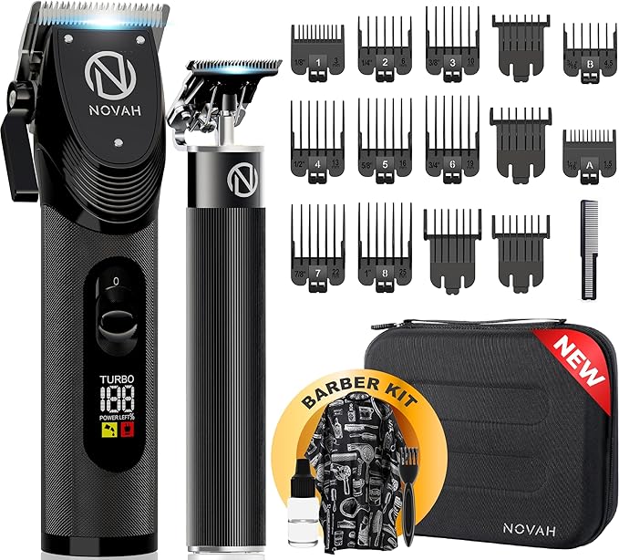 Novah Professional Hair Clippers for Men, Professional Barber Clippers and Trimmer Set, Mens Cordless Clipper, Fade Haircut Kit, Electric Hair Cut Machines