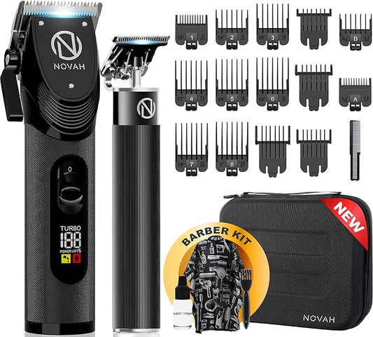 Novah Professional Hair Clippers for Men, Professional Barber Clippers and Trimmer Set, Mens Cordless Clipper, Fade Haircut Kit, Electric Hair Cut Machines