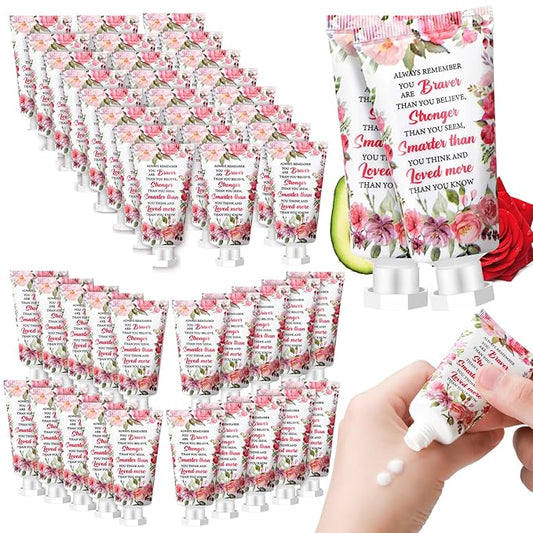 50 Pcs Thank You Hand Cream Bulk Appreciation Gifts for Woman Inspirational Travel Hand Cream Gift Set Always Remember You Are Braver Than You Believe Hand Lotions for Women Coworker Teacher