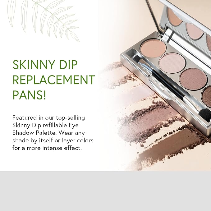 Honeybee Gardens Quad Eye Shadow Compact in Skinny Dip, Pink, Beige, Nude Tones, Refillable & Customizable, Vegan, 4 Pack 26mm Pans