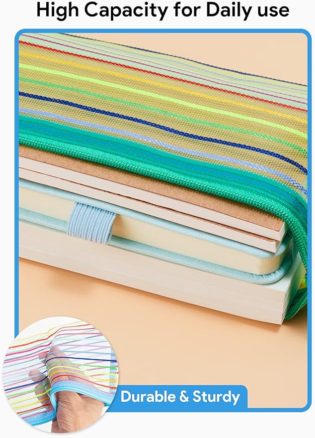 JARLINK 40 Pack 10 Colors Zipper Mesh Pouch, Storage Pencil Pouches, Multipurpose Pencil Pouch Bulk for School and Office Supplies, Cosmetics Travel Accessories, Multicolor