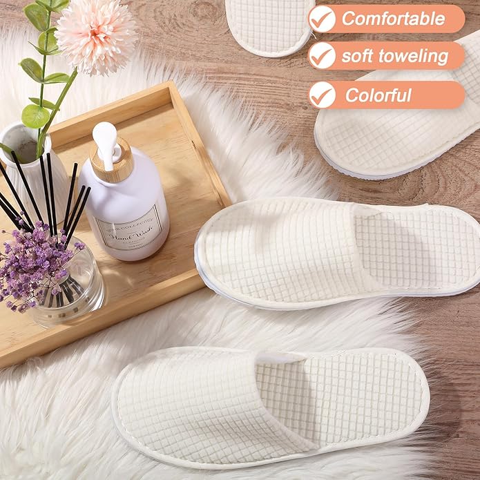 Geyoga 12 Pair House Slipper for Guest Non Slip Disposable Slipper for Travel Washable Reusable Closed Toe Hotel Bridesmaid Indoor Spa Wedding Party Shoeless Home