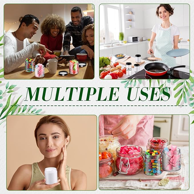 Tanlade 40 Pcs 8 oz Plastic Containers Jars with Lids Empty Clear Small Round Storage Jars for Powder Liquid Food Storage Kitchen Cosmetic Lotion Ointments Creams