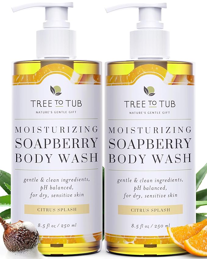 Tree to Tub Citrus Body Wash for Dry Skin & Sensitive Skin - pH Balanced Moisturizing Body Wash, Hydrating Sulfate Free Body Soap for Women & Men