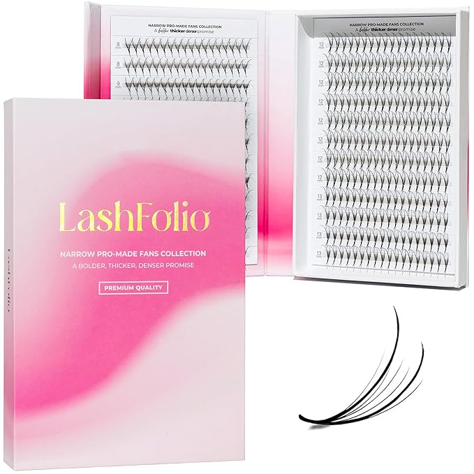 LLBA LashFolio Double Spike Promade Fans | Handmade Volume Eyelashes | Multi Selections From 5D To 10D | C CC D Curl | 0.03~0.07 mm | 8-13mm Length | Long Lasting | Easy Application (7D-0.05 D 8-13mm)
