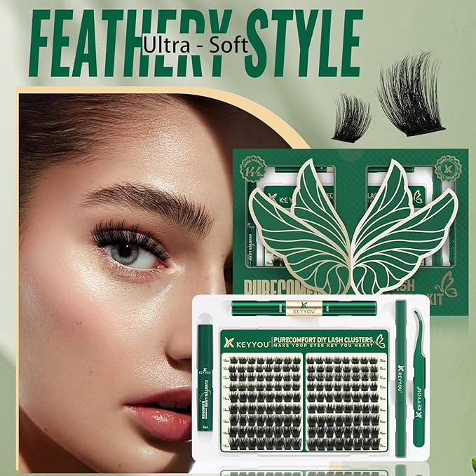 Lash Extension Kit 144pcs Thick Super Soft Lash Clusters with Lash Bond and Seal Lash Glue Remover Lash Applicator and Lash Brush Easy to DIY at Home（PC02-D-10-18MIX）