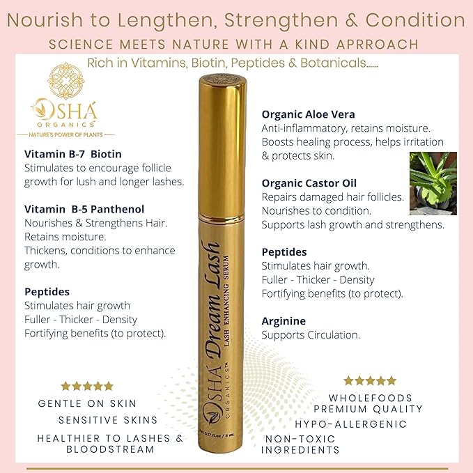 Eyelash Enhancer Growth Serum Plant Based for Luscious, Stronger Fuller Lash Growth - Natural Eyelash Growth Serum, Clean Beauty No-Parabens No-PG - Made USA, Vegan, Luxury Box - Sealed 5ml
