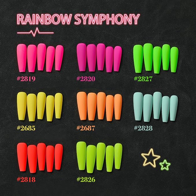 GAOY 23 Pcs Gel Nail Polish Kit, Bright Neon Rainbow Colors UV Gel Nail Polish Set with Glossy & Matte Top Coat and Base Coat for Nail Art DIY Kit