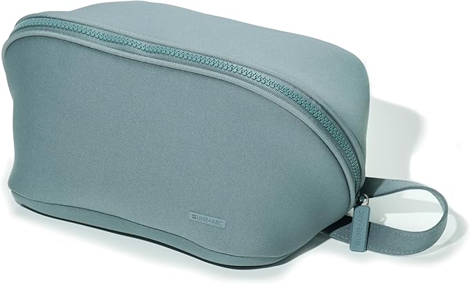 LINE+ARC Machine-Washable Neoprene Toiletry Bag (Ocean) Modern Blue Dopp Kit Soft Insulation for Cosmetics Makeup Travel Skincare Shaving Large Case Men Women Overnight Easy-to-Clean