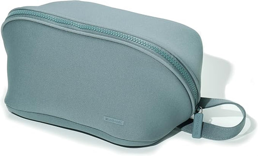 LINE+ARC Machine-Washable Neoprene Toiletry Bag (Ocean) Modern Blue Dopp Kit Soft Insulation for Cosmetics Makeup Travel Skincare Shaving Large Case Men Women Overnight Easy-to-Clean