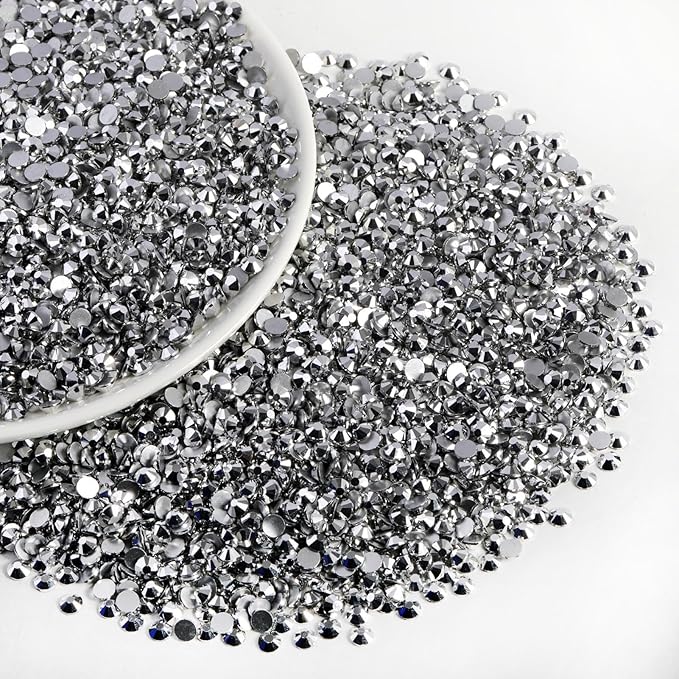Beadsland Flatback Rhinestones Bulk,14400pcs Silver Rhinestones for Nails Crafts Clothes DIY Decoration, Silver Hematite, SS10, 2.7-2.9mm