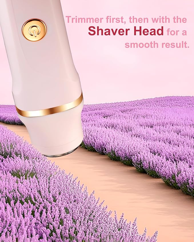Bikini Trimmer for Women, 3 in 1 Electric Shaver for Womens,Painless Personal Body Hair Groomer,Smooth Hair Trimmer for Pubic Hair,USB-C Charger,IPX7 Waterproof,Ceramic Blades,Peach