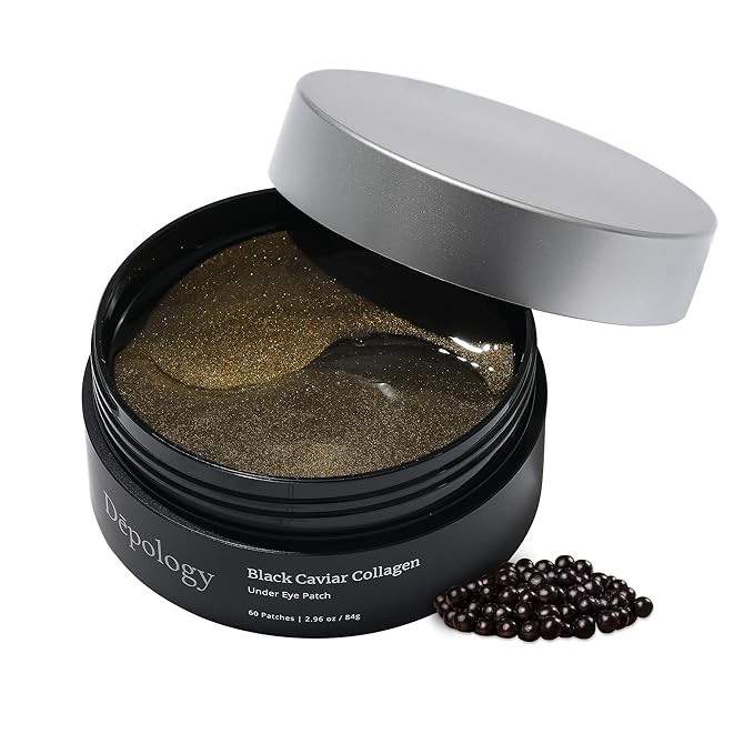 depology Black Caviar Under Eye Patch (30 Pairs) | Hydrogel Eye Patches | Aimed at Smoothing the Look of Fine Lines and Wrinkles | Hydrating Skincare with Hyaluronic Acid & CICA
