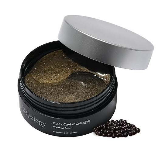 depology Black Caviar Under Eye Patch (30 Pairs) | Hydrogel Eye Patches | Aimed at Smoothing the Look of Fine Lines and Wrinkles | Hydrating Skincare with Hyaluronic Acid & CICA