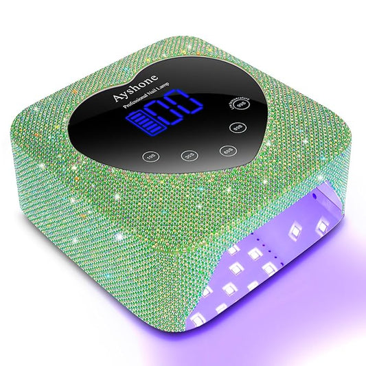 Cordless UV LED Nail Lamp,72W Rechargeable Nail Dryer Gel Polish Light with Large LCD Display,Rechargeable Nail Curing Lamp for Salon & Home (Pearl Green)