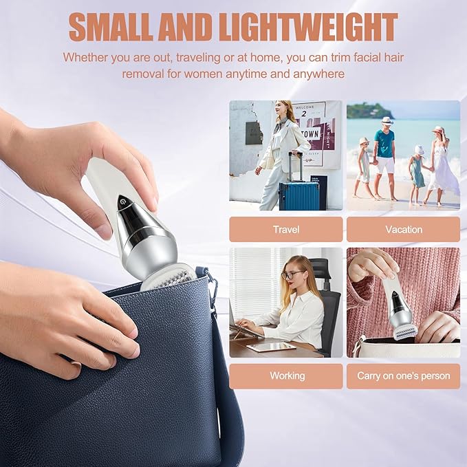Pluxy Epil Pro 3.0 Women Face Epilator, Pluxy 7-in-1 Portable Design Facial Epilator, Facial Hair Removal for Women & Men, Waterproof Facial Shaver for Ears, Nose, Eyebrow, Body