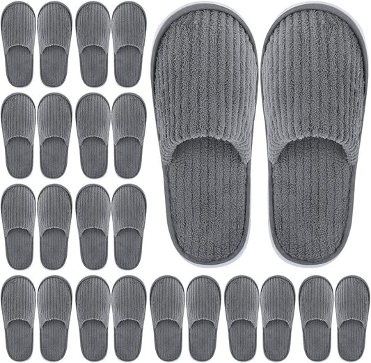 Elcoho 12 Pairs Closed Toe Spa Slippers Reusable Slippers Coral Fleece Washable Disposable Home Slippers for Women Men Guests Hotels House Slippers Housewarming Indoors Bathroom Party Traveling