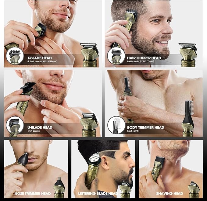 DSP Beard Trimmer for Men - Zero Gapped Trimmer, Shaving Kit for Face, Mustache, Body, Nose Hair; Cordless with Stand