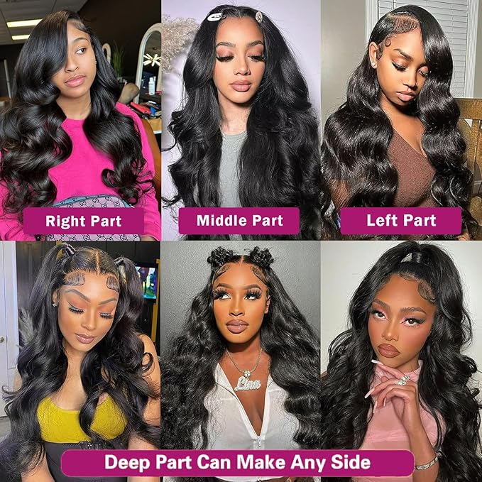 30 Inch 13X6 Body Wave Lace Front Wigs Human Hair Pre Plucked 200% Density HD Lace Frontal Wigs Human Hair Wear and Go Glueless Wigs for Women Body Wave Wig Human Hair with Baby Hair Natural Color