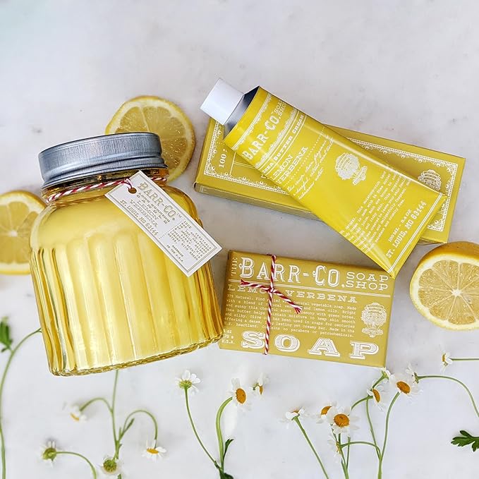 BARR-CO. Soap Shop Hand Cream Lemon Verbena, Tangy Citrus Scent with Grounding Herbs, Hand Cream for Dry & Cracked Hands, Shea Butter Cream, 3.4 fl oz