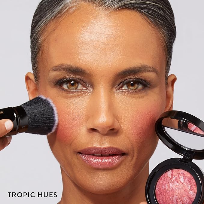 LAURA GELLER NEW YORK Baked Blush-n-Brighten Marbleized Blush + Angled Brush (01 Tropic Hues, 47mm)