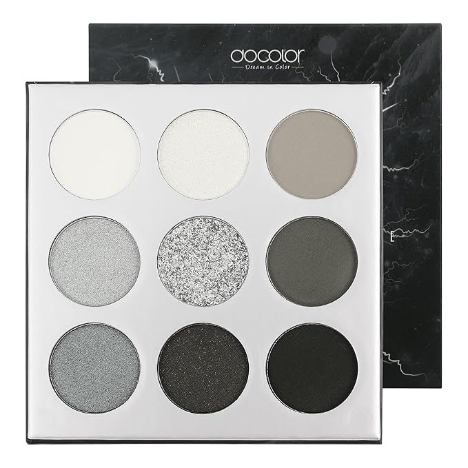 docolor Eyeshadow Palette 9 Colors Black Eyeshadow Gemstone Shadow Palette Highly Pigmented Mattes Shimmers Naked Smokey Glitter Cream Colorful Powder Blendable Long Lasting Waterproof Makeup Palette