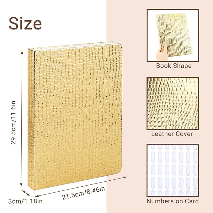 Segbeauty 216 Colors Nail Display Chart, Nail Gel Polish Organizer Color Card with 240 False Nail Tips, Salon Nail Supplies Sample Chart Tool Set Nail Swatch Stick Cardboard Painting Practice Book