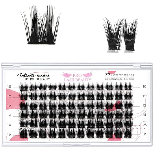 Lash Clusters, 72 Pcs Individual Cluster Lashes DIY Lash Extension 10-16mm Eyelash Clusters Volume Wispy Lashes Super Thin Band Reusable Soft & Comfortable(Cheery,D-12mm)