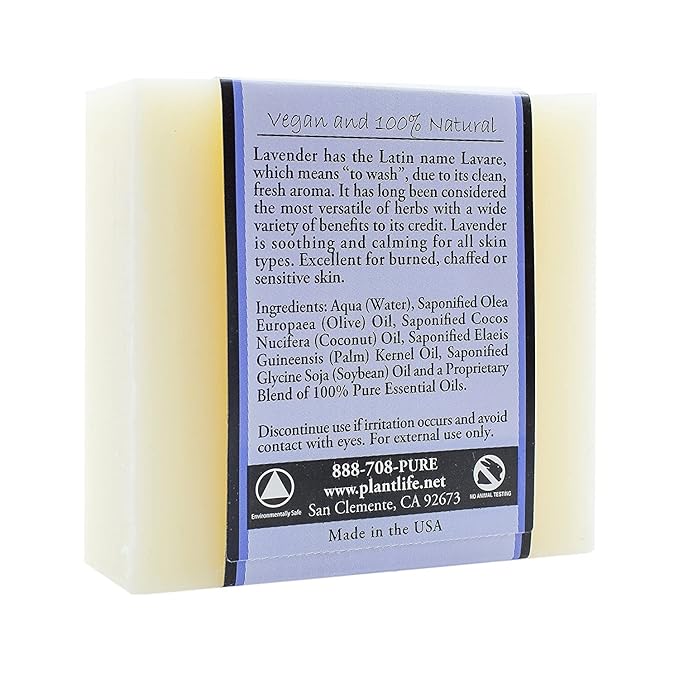Plantlife Lavender 3-pack Bar Soap - Moisturizing and Soothing Soap for Your Skin - Hand Crafted Using Plant-Based Ingredients - Made in California 4oz Bar